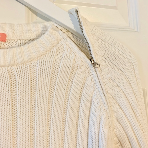 J. Crew Ribbed Cotton Crewneck Sweater w/ Zipper - Picture 3 of 6